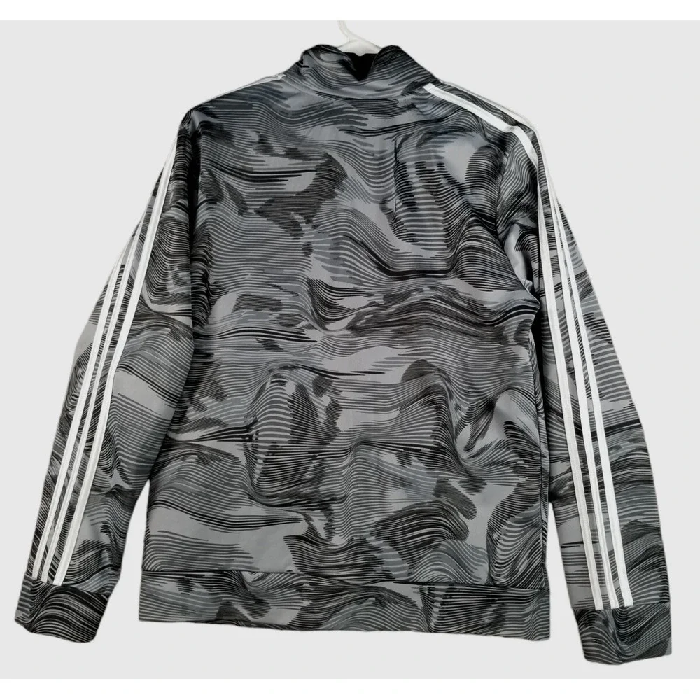 Adidas Camo Tricot Training Jacket Youth XL Full Zip Gray White AG6330 Boy